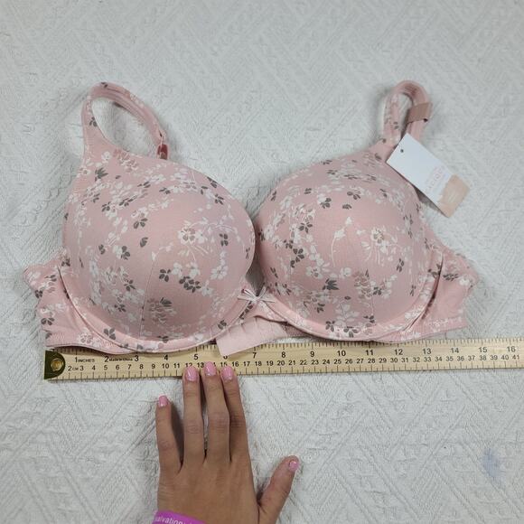 Cacique Boost Plunge bra The cotton cacique collection size 40c pink floral NWT - Picture 7 of 7